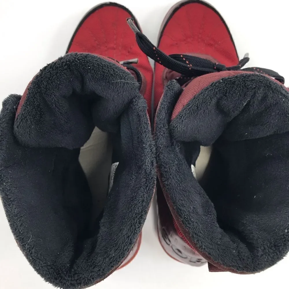 Sorel Tivoli Red Black Waterproof Insulated Lace Up Ankle Boots